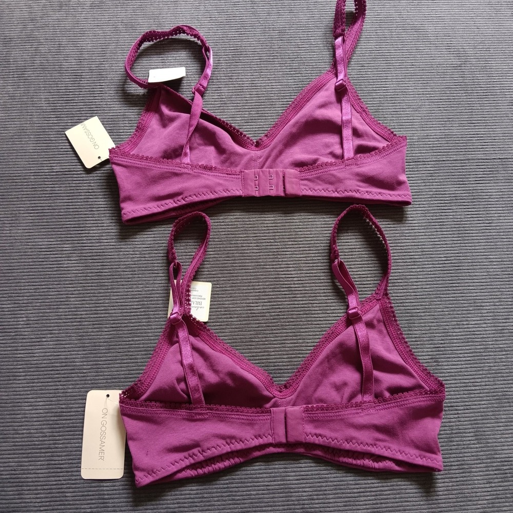 DKNY Bralette Bundle Womens M Purple Grey New 3 Pack Cotton Lace Triangle Scoop - Picture 3 of 8